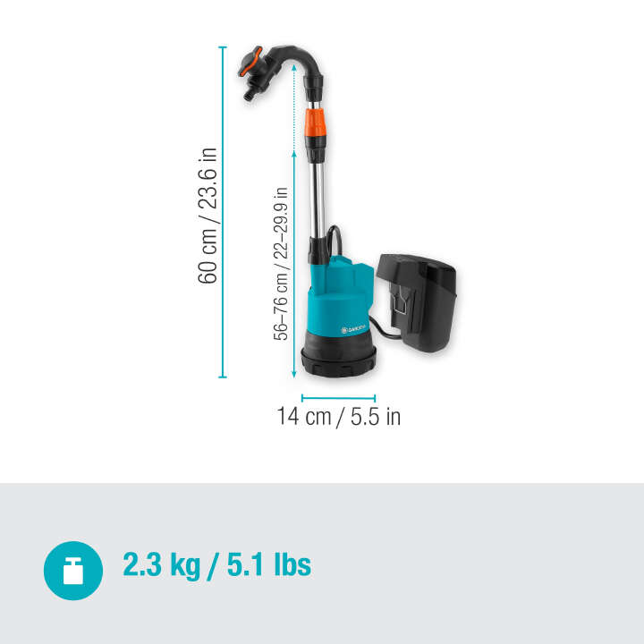 GARDENA Akku-Regenfasspumpe 2000/2 18V P4A solo